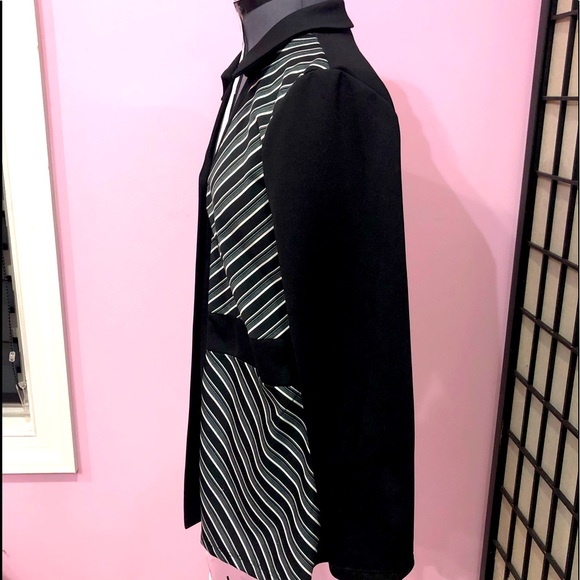 RAG buttoned blazer/suit jacket tailored black w/white stripes size L EUC - Picture 5 of 10